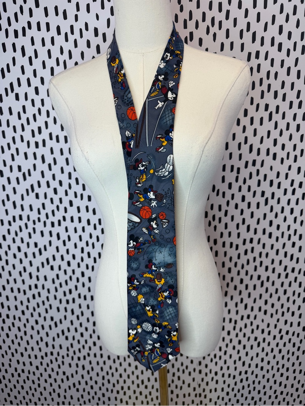 Mickey Unlimited Tie Mens Vintage Disney Mickey Mouse Blue Sport Theme